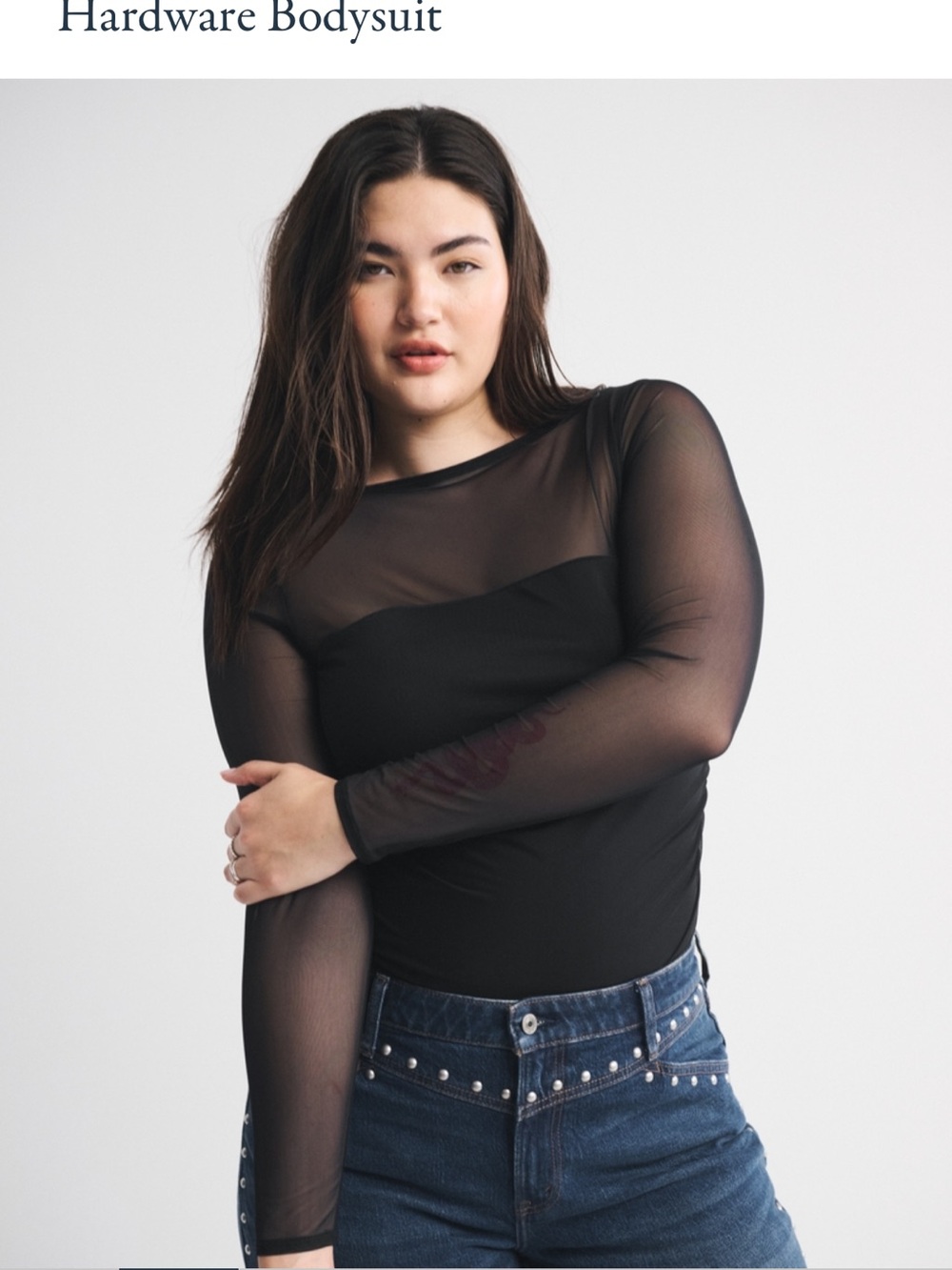 Abercrombie Mesh Long-Sleeve Bodysuit - Black